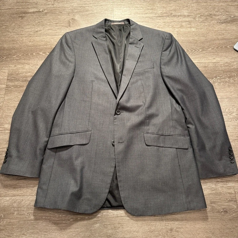 Kenneth Cole Reaction Sport Coat Mens 44L Gray Rayon Blend Blazer Jacket Fits 46